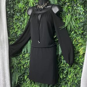 MICHAEL KORS Dress Women Small Black‎ Cold Shoulder Sleeve Party Cocktail 2263